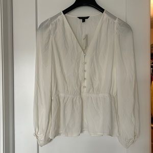 Banana Republic button-front peplum blouse, ivory; size small